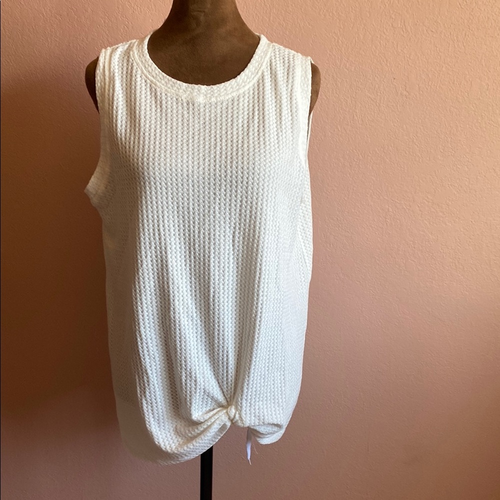MIHOLL Cream Sleeveless Textured Top